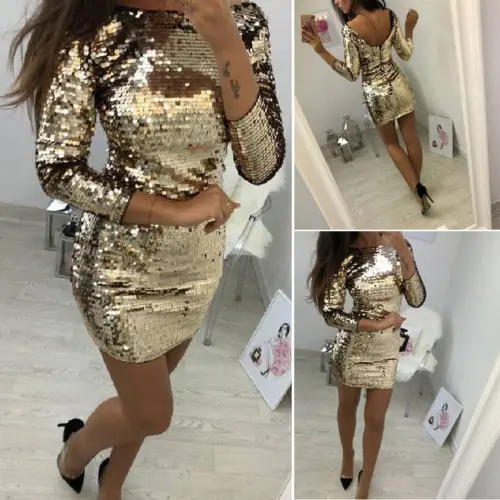 Women Sexy Long Sleeve Sequined Bodycon Slim Mini Evening Party Clubwear Pencil Dress
Women Sexy Long Sleeve Sequined Bodycon Slim Mini Evening Party Clubwear Pencil Dress