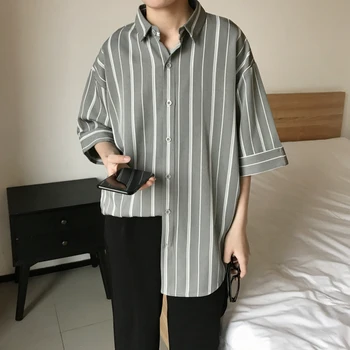 2019 Summer Men's Pattern Stripe Printing Short Sleeve Cool Shirt French Cuff Fashion Clothing Grey/black Shirts Big Size M-5XL
2019 Summer Men's Pattern Stripe Printing Short Sleeve Cool Shirt French Cuff Fashion Clothing Grey/black Shirts Big Size M-5XL