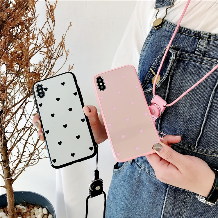 Pink Girl Styke Love Heart Wave Point Mirror Phone Cases For iPhone6 7 8 Case For iphone X XR XS MAX Back Cover With the Rope
Pink Girl Styke Love Heart Wave Point Mirror Phone Cases For iPhone6 7 8 Case For iphone X XR XS MAX Back Cover With the Rope