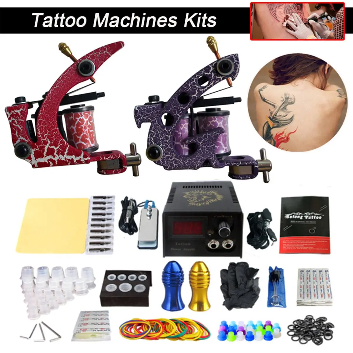 Complete Tattoo Machine Kit Set Power Supply Ink Kits Two Machines Grips Needles Tips Supplies for Artist Tattoo Kit Set
Complete Tattoo Machine Kit Set Power Supply Ink Kits Two Machines Grips Needles Tips Supplies for Artist Tattoo Kit Set