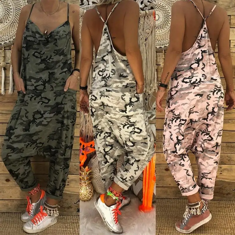 2019 Summer Women Strap Camouflage Jumpsuits Female V Neck Playsuit Macacao Sleeveles Overalls Casual Drop Crotch Pants
2019 Summer Women Strap Camouflage Jumpsuits Female V Neck Playsuit Macacao Sleeveles Overalls Casual Drop Crotch Pants