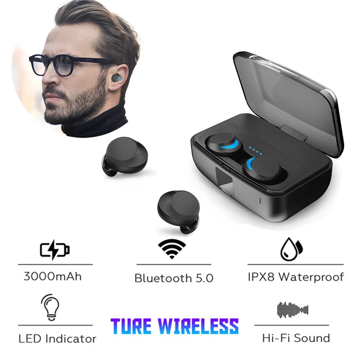 bluetooth 5.0 Ture Wireless Earphones Mini TWS Earbuds Cordless Twins Stereo IPX8 Sport Swimming Headset 3000mAh Charging Box
bluetooth 5.0 Ture Wireless Earphones Mini TWS Earbuds Cordless Twins Stereo IPX8 Sport Swimming Headset 3000mAh Charging Box