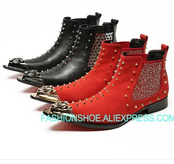 Rivets Knight Boots Men Western Style Pointed Toe Leather Short Boot Men T Stage Party Boots for Men
Rivets Knight Boots Men Western Style Pointed Toe Leather Short Boot Men T Stage Party Boots for Men