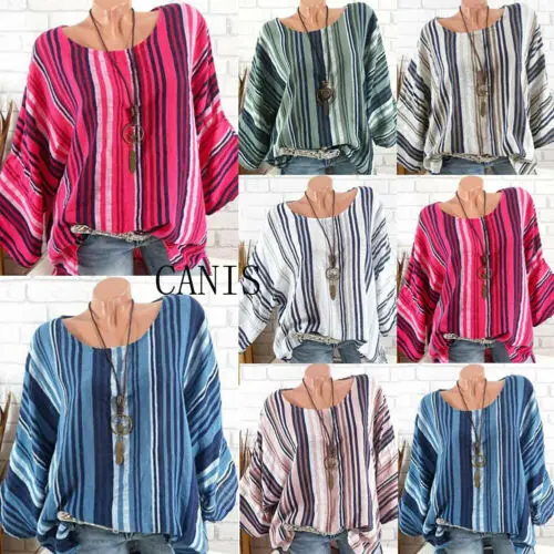 Plus Size Women Tops Raglan Sleeve Cotton Linen Striped Baggy Tunic Tops L-4XL Ladies Casual Fashion T-shirts for Spring Fall
Plus Size Women Tops Raglan Sleeve Cotton Linen Striped Baggy Tunic Tops L-4XL Ladies Casual Fashion T-shirts for Spring Fall