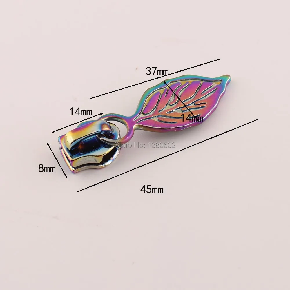 5 шт./лот радужные цветные красивые ползунки на молнии с листьями дизайнерские