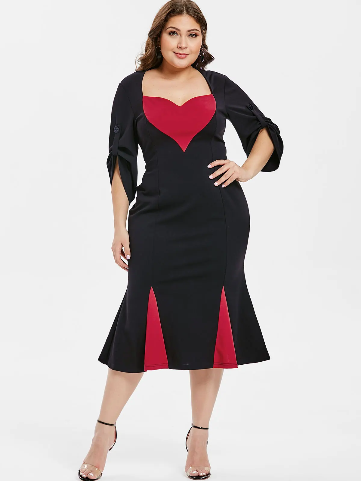 Wipalo Women Plus Size Two Tone Sweatheart Neck Mermaid Dress Roll Tab Sleeve Contrast Casual Trumpet Dress 5XL Party Vestidos
Wipalo Women Plus Size Two Tone Sweatheart Neck Mermaid Dress Roll Tab Sleeve Contrast Casual Trumpet Dress 5XL Party Vestidos