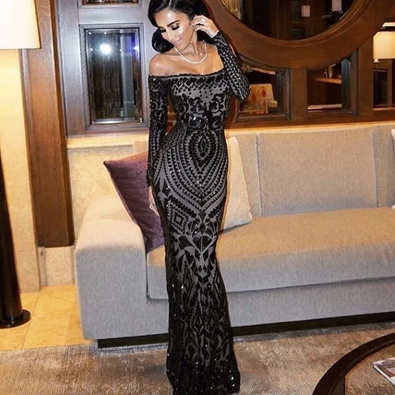 COSYGAL Black White Sexy Dress Women Long Sleeve Evening Night Sequin Party Dresses Off Shoulder Clubwear Maxi Dress Vestidos
COSYGAL Black White Sexy Dress Women Long Sleeve Evening Night Sequin Party Dresses Off Shoulder Clubwear Maxi Dress Vestidos