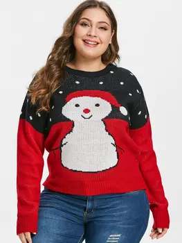 Wipalo Women Plus Size Cartoon Snowman Print Ugly Christmas Sweater Drop Shoulder Loose Fit Casual Fall Winter Pullover Sweater 
Wipalo Women Plus Size Cartoon Snowman Print Ugly Christmas Sweater Drop Shoulder Loose Fit Casual Fall Winter Pullover Sweater
