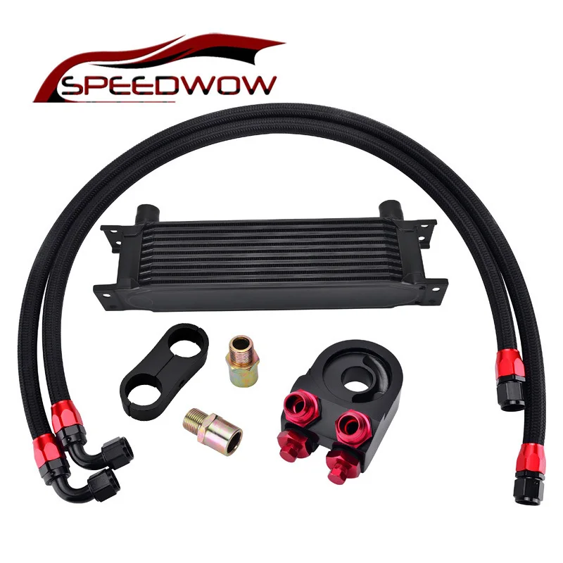 SPEEDWOW 10Row AN10 Engine Transmission Oil Cooler Adapter Kit Universal Aluminum Sandwich Nylon Stainless Steel Braided Hose | Автомобили