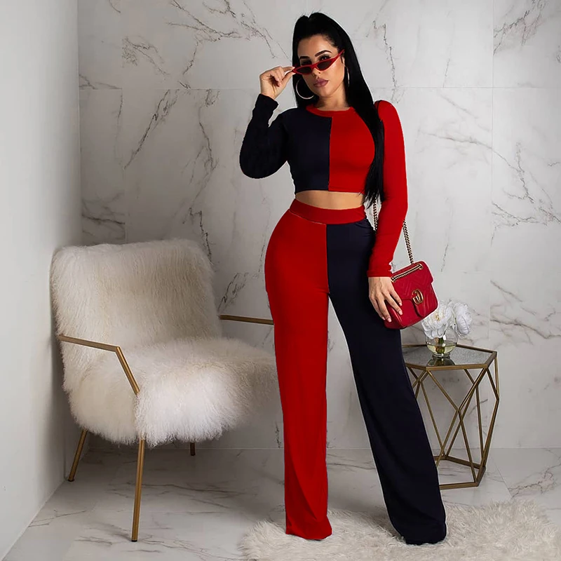 Patchwork TWO PIECE SET Women Tracksuit Club Outfit Long Sleeve Crop Top CONTRAST Color Block Wide Leg Pants Straight 2 PIECE pc
Patchwork TWO PIECE SET Women Tracksuit Club Outfit Long Sleeve Crop Top CONTRAST Color Block Wide Leg Pants Straight 2 PIECE pc
