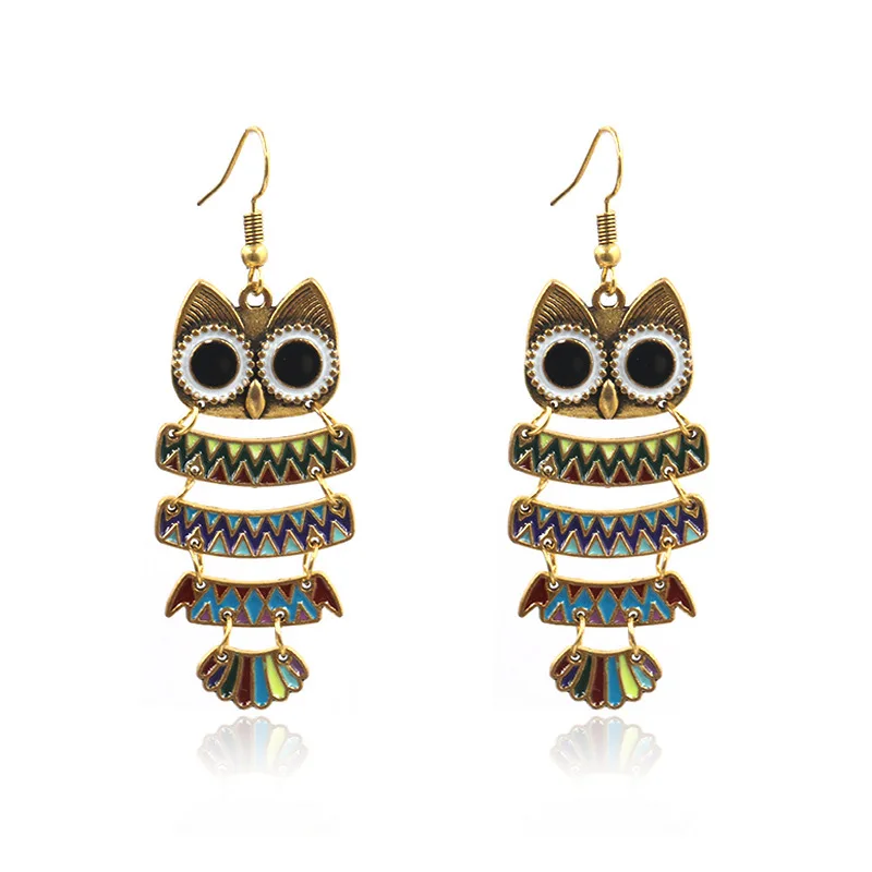 Antique Gold Vintage Colorful Enamel Owl Drop Bohemian Bohe Earrings Jewelry for Women Girls
Antique Gold Vintage Colorful Enamel Owl Drop Bohemian Bohe Earrings Jewelry for Women Girls