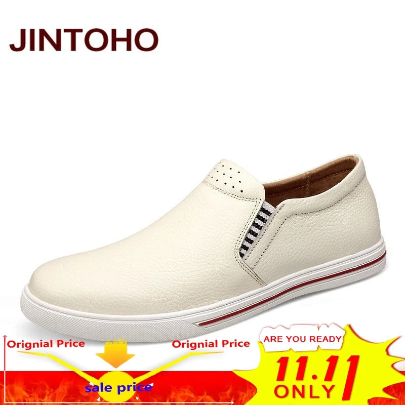 

JINTOHO big size 38-48 casual men shoes slip on genuine leather men loafers luxury brand male shoes italian mens flats moccasins