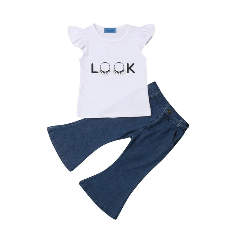 2-7T Toddler Kid Baby Girl Fashion Clothes set Ruffles White Top Jeans Denim Pants Outfit Cotton Infant Children Clothing
2-7T Toddler Kid Baby Girl Fashion Clothes set Ruffles White Top Jeans Denim Pants Outfit Cotton Infant Children Clothing