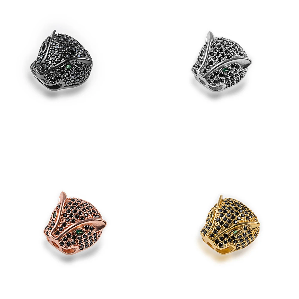 Moda DIY Metal Beads Handmade Men Beaded Bracelets Jewelry Making Finding Accessories Leopard Head Spacer Charm Copper | Украшения и