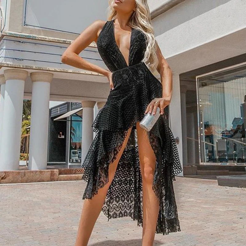 Sexy Womens gothic dress Black Sleeveless Backless high low sexy long Dress Lace Cocktail Party club wear ladies dresses vestido
Sexy Womens gothic dress Black Sleeveless Backless high low sexy long Dress Lace Cocktail Party club wear ladies dresses vestido