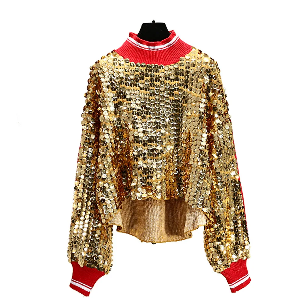 2018New Harajuku Sweater Lazy Gold Sequin Women's Knit Sweater Short Front Long Loose Korean
2018New Harajuku Sweater Lazy Gold Sequin Women's Knit Sweater Short Front Long Loose Korean