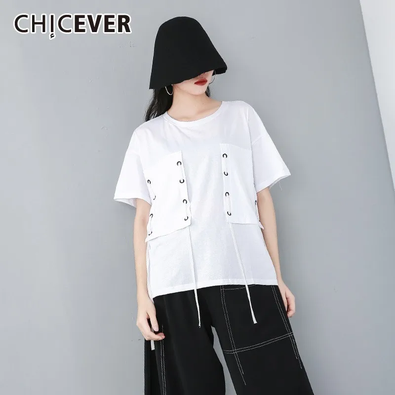 CHICEVER Casual Solid Patchwork Ribbon Women T-shirt O Neck Short Sleeve Loose Plus Size Female Top Clothing 2019 Fashion New
CHICEVER Casual Solid Patchwork Ribbon Women T-shirt O Neck Short Sleeve Loose Plus Size Female Top Clothing 2019 Fashion New
