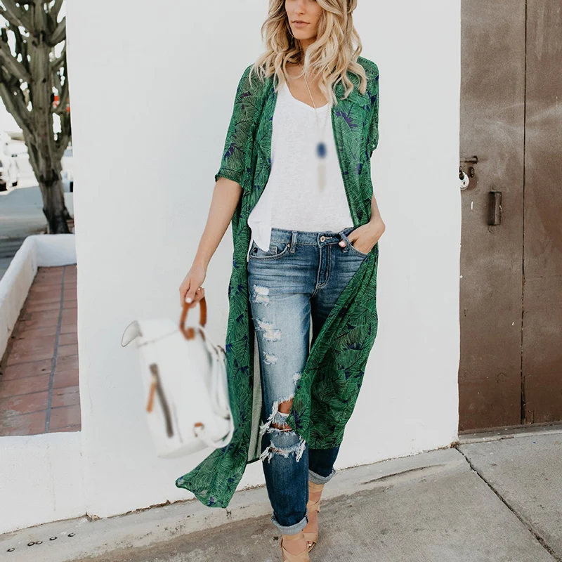 Women Beach Holiday shirts Green Cardigan Chiffon Kimono Sunscreen Shirt Blouse Shawl printing vacation summer long tops
Women Beach Holiday shirts Green Cardigan Chiffon Kimono Sunscreen Shirt Blouse Shawl printing vacation summer long tops