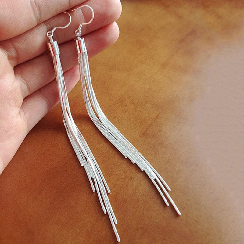 Hot Sale Metal Long Tassel Girls Drop Earring Wedding Valentines Gift Silvery Keel snake chain Earrings Fashion Jewelry
Hot Sale Metal Long Tassel Girls Drop Earring Wedding Valentines Gift Silvery Keel snake chain Earrings Fashion Jewelry