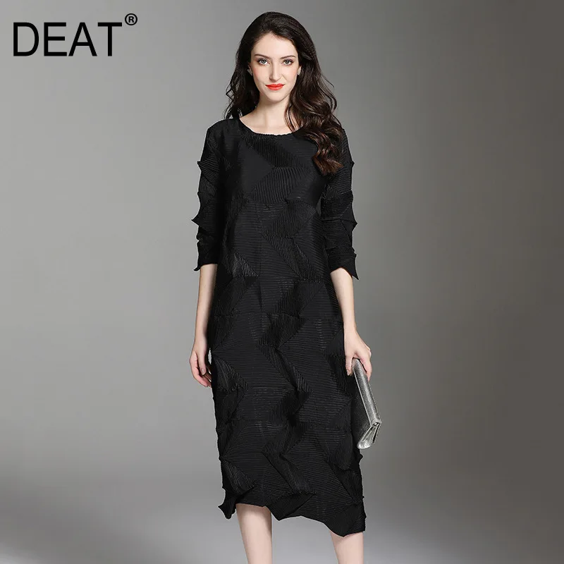 DEAT 2019 New Fashion Women Elegant Dress O-neck Irregular Pleated Half Sleeve Plus Size Dresses Robe Femme Longue YF496
DEAT 2019 New Fashion Women Elegant Dress O-neck Irregular Pleated Half Sleeve Plus Size Dresses Robe Femme Longue YF496