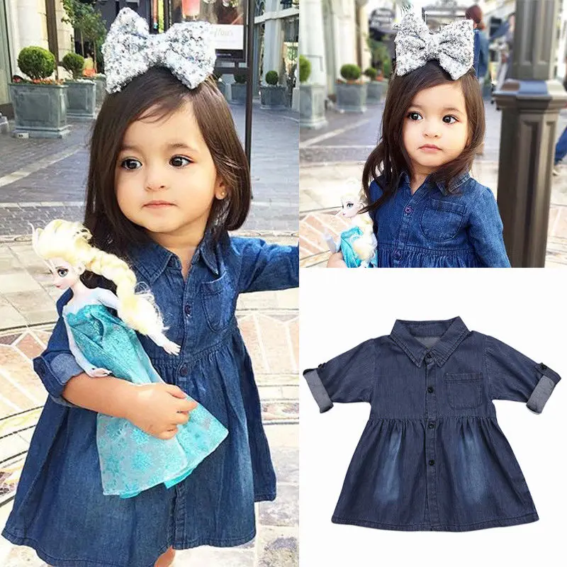 1-5Y Summer Pretty Cute Infant Kids Baby Girls Dress Blue Denim Single Breasted Knee-Length A-Line Dress
1-5Y Summer Pretty Cute Infant Kids Baby Girls Dress Blue Denim Single Breasted Knee-Length A-Line Dress