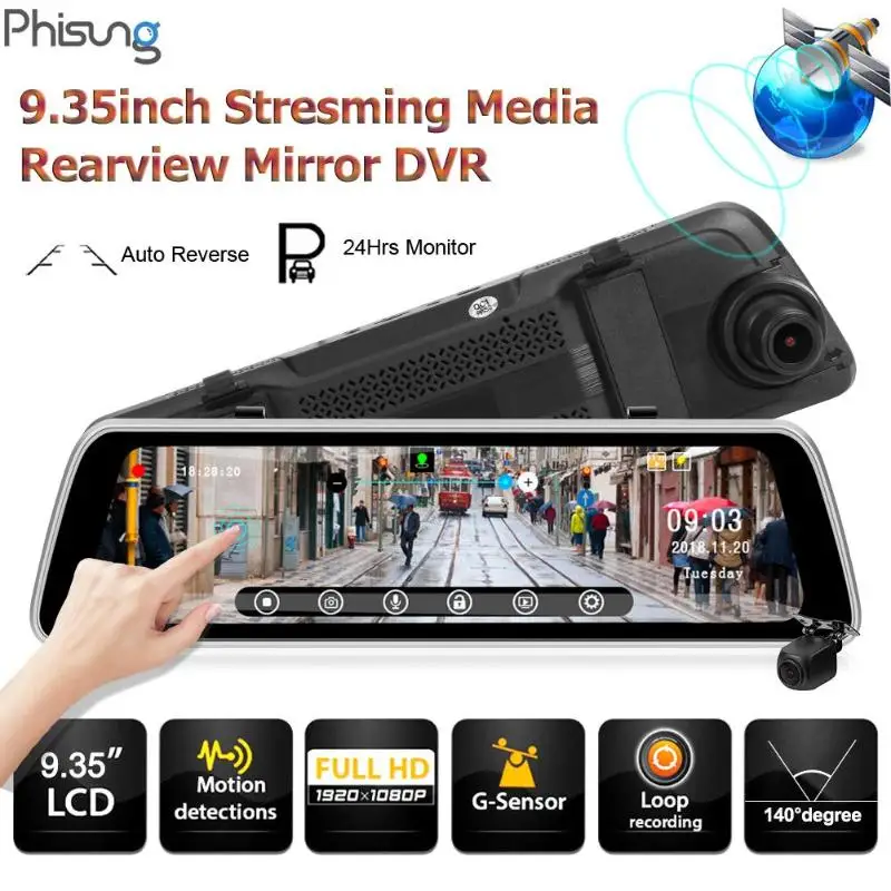 9.35inch IPS Touch Screen Car Mirror Video Recorder Camera GPS Track WDR FHD 1080P Dash Camera With 720P Rear View Camera DVR
9.35inch IPS Touch Screen Car Mirror Video Recorder Camera GPS Track WDR FHD 1080P Dash Camera With 720P Rear View Camera DVR