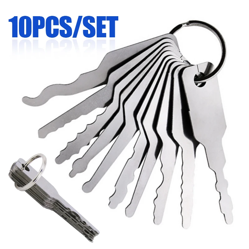 

10Pcs/set Universal Car Lock Out Emergency Unlock Door Open Keys Car Locks Latches Tool Kit Set Car Styling Accessories