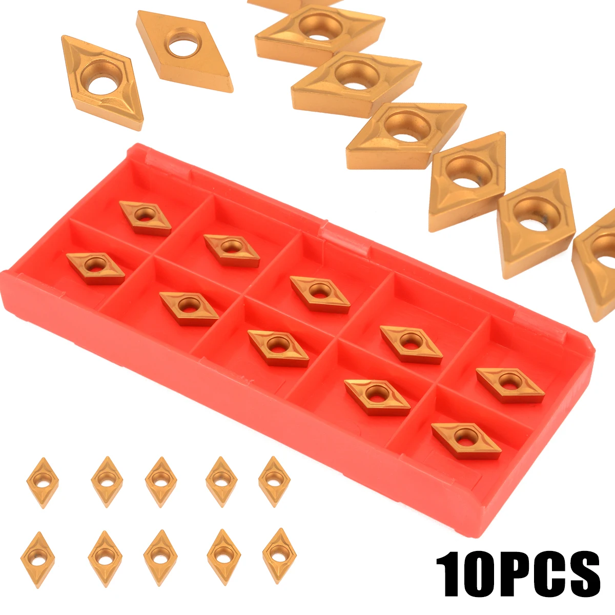 10pcs Gold Carbide Blades DCMT070204 US735 DCMT21.51 Inserts Durable Cutter for CNC Lathe Turning Tool
10pcs Gold Carbide Blades DCMT070204 US735 DCMT21.51 Inserts Durable Cutter for CNC Lathe Turning Tool