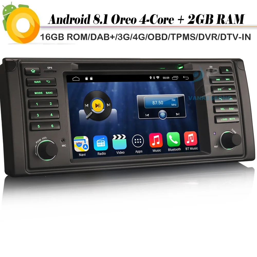 Car stereo Android 8.1 for BMW 5 Series E39 E53 X5 M5 Sat Nav GPS Bluetooth WIFI 4G+OBD DVD SWC
Car stereo Android 8.1 for BMW 5 Series E39 E53 X5 M5 Sat Nav GPS Bluetooth WIFI 4G+OBD DVD SWC