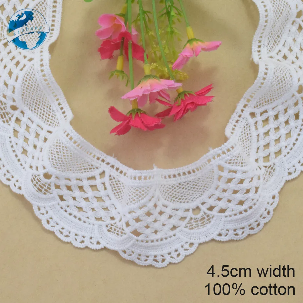 4.5cm width white 100% cotton embroidery lace french lace ribbon fabric guipure diy trims warp knitting sewing Accessories#3259
4.5cm width white 100% cotton embroidery lace french lace ribbon fabric guipure diy trims warp knitting sewing Accessories#3259