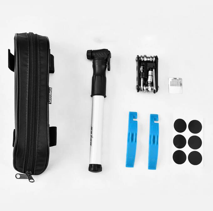 SAHOO Cycling 14-in-1 Folding Tool Portable Utility Kit with Inflator Bicycle Toolkit Crowbar Glue-free Patch Pump Bike Tools
SAHOO Cycling 14-in-1 Folding Tool Portable Utility Kit with Inflator Bicycle Toolkit Crowbar Glue-free Patch Pump Bike Tools