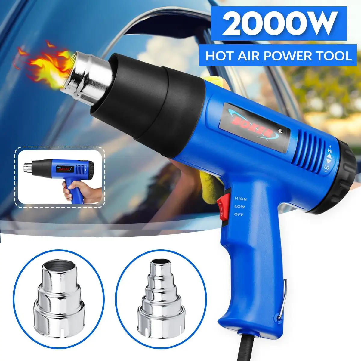 2000W LCD Electric Hot Air Heating Power Tool Temperature Adjustable 2 Nozzles EU Plug Adjust Temperature 60 to 600 Heat Guns
2000W LCD Electric Hot Air Heating Power Tool Temperature Adjustable 2 Nozzles EU Plug Adjust Temperature 60 to 600 Heat Guns
