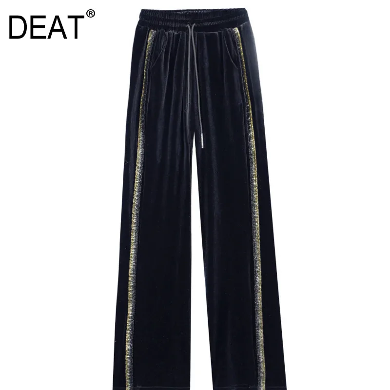 DEAT Elastic Band Loose 2019 Fashion New Velour Women Pants Casual Patchwork Stripe Wide Leg Pants Bottoms Autumn BE910
DEAT Elastic Band Loose 2019 Fashion New Velour Women Pants Casual Patchwork Stripe Wide Leg Pants Bottoms Autumn BE910