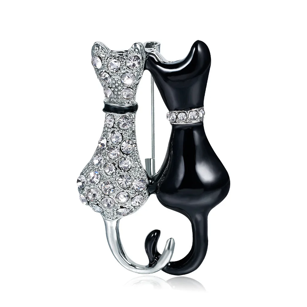 Fashion Black And White Paint Double Crystal Fox Brooch Clothing Kitty Brooch Accessories
Fashion Black And White Paint Double Crystal Fox Brooch Clothing Kitty Brooch Accessories