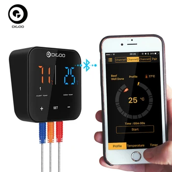 Digoo Probe Three Channels Smart Bluetoorh BBQ Meat Thermometer Kitchen Cooking BBQ Food Thermometer Stainless Steel DG-FT2303
Digoo Probe Three Channels Smart Bluetoorh BBQ Meat Thermometer Kitchen Cooking BBQ Food Thermometer Stainless Steel DG-FT2303