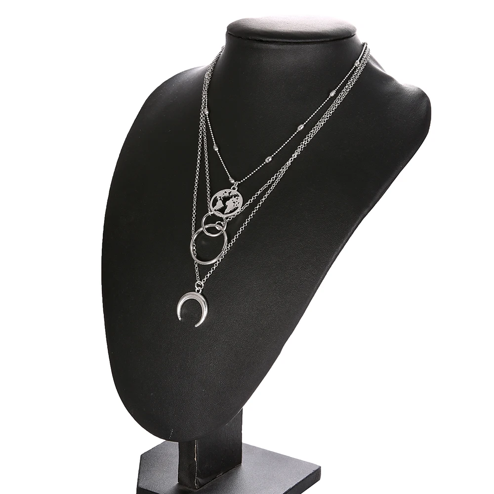 New Necklace for Women Multi-layer Combination Necklace Round&Crescent pattern Necklaces collana
New Necklace for Women Multi-layer Combination Necklace Round&Crescent pattern Necklaces collana