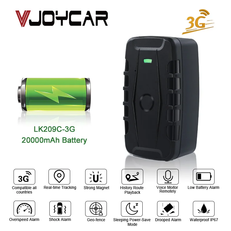 3G Car GPS Tracker LK209G 20000mAh 10000mAh Long Standby Magnet Vehicle GPS Locator Waterproof Shock Drop Alarm Free Web APP
3G Car GPS Tracker LK209G 20000mAh 10000mAh Long Standby Magnet Vehicle GPS Locator Waterproof Shock Drop Alarm Free Web APP