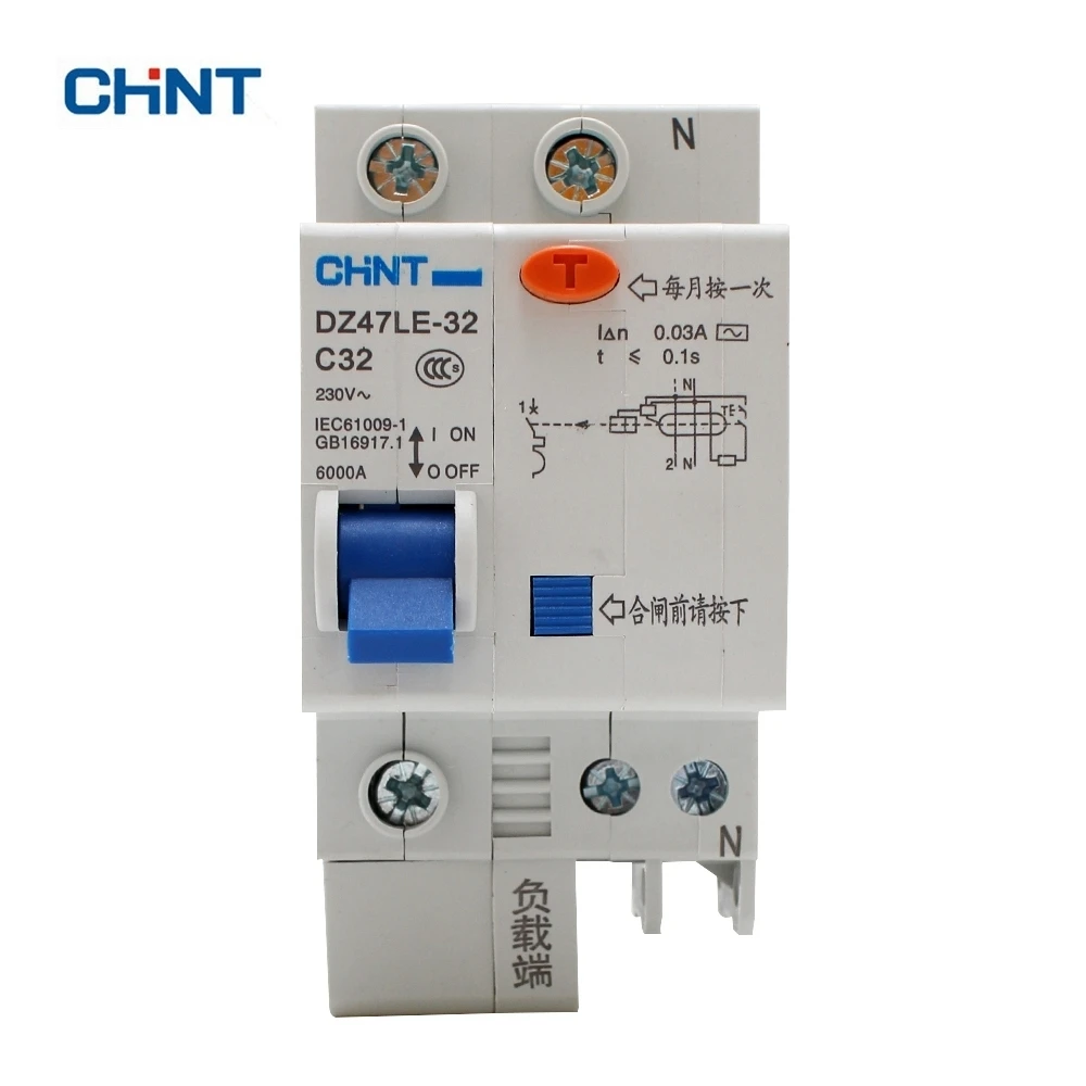 CHINT Earth Leakage Circuit Breaker DZ47LE-32 1P+N C32 CHNT 230V 32A Leakage Protection Home Air Switch
CHINT Earth Leakage Circuit Breaker DZ47LE-32 1P+N C32 CHNT 230V 32A Leakage Protection Home Air Switch