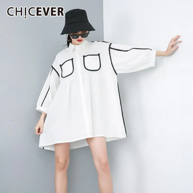 CHICEVER Summer Striped Print White Women Dress Lapel Puff Sleeve Pockets Knee Length Straight Female Dress 2019 Fashion New
CHICEVER Summer Striped Print White Women Dress Lapel Puff Sleeve Pockets Knee Length Straight Female Dress 2019 Fashion New