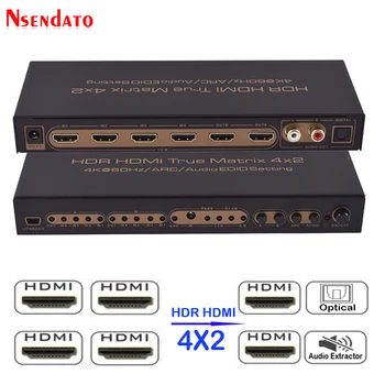 HDR HDMI 4x2 Matrix Switch 4K 60HZ 4 In 2 Out HDMI Splitter Switcher Audio Extractor ARC IR Control SPDIF For PS3 PS4 TV DVD
HDR HDMI 4x2 Matrix Switch 4K 60HZ 4 In 2 Out HDMI Splitter Switcher Audio Extractor ARC IR Control SPDIF For PS3 PS4 TV DVD