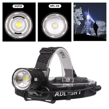 

High Power LED XPL-V6 Headlamp Torch XHP50 6500K White Light Headlamp USB Rechargeable Powerful led Head lamp Zoom