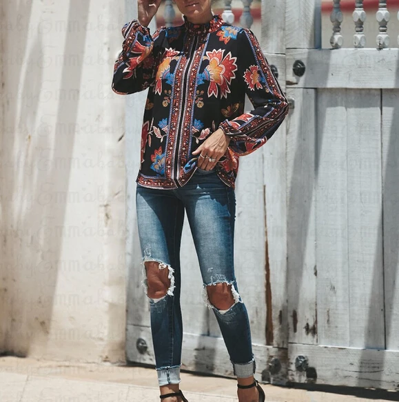 European and American Style Blouse For Women Floral Printed Casual Shirt Autumn Lady Long Sleeve Loose Blouse Scoop Neck Shirts
European and American Style Blouse For Women Floral Printed Casual Shirt Autumn Lady Long Sleeve Loose Blouse Scoop Neck Shirts