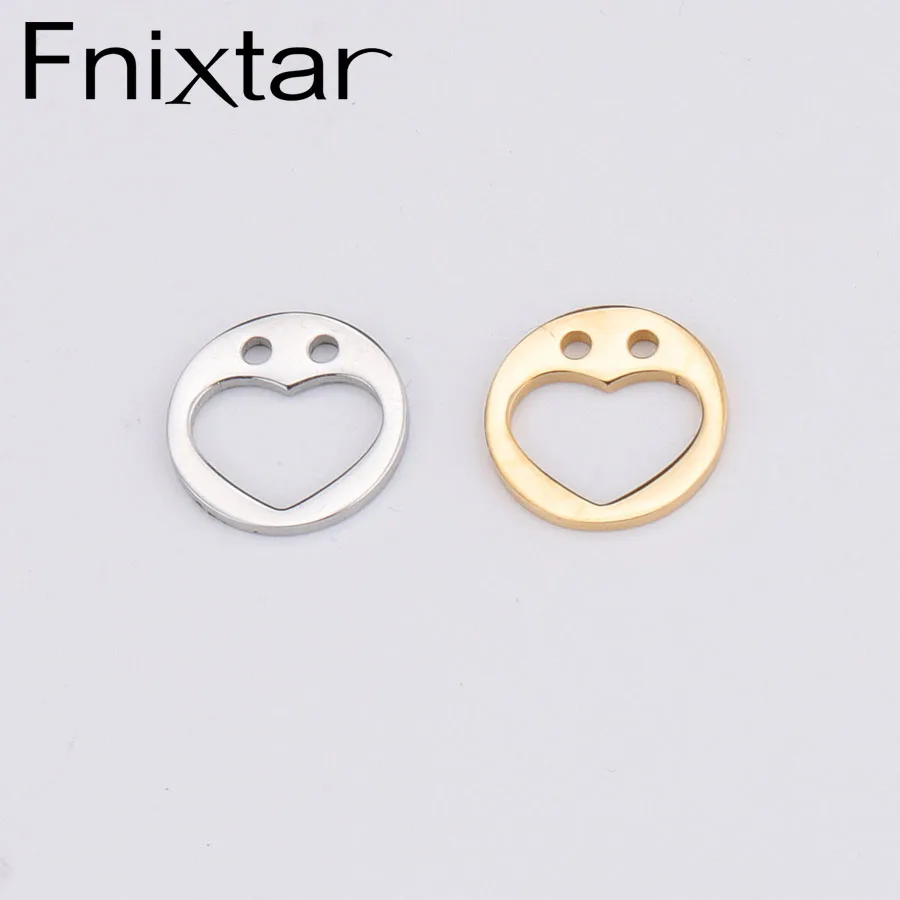 Fnixtar 12mm Hollow Heart Round Charms Mirror Polished Stainless Steel Charm Inner Two Hole 1.3mm Connector DIY 20Piece/lot
Fnixtar 12mm Hollow Heart Round Charms Mirror Polished Stainless Steel Charm Inner Two Hole 1.3mm Connector DIY 20Piece/lot