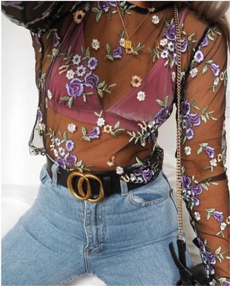 New Summer Women Lace Floral Embroidery Blouses Shirt Ladies tops Sexy mesh Blouses Transparent Elegant See-through Black Shirt
New Summer Women Lace Floral Embroidery Blouses Shirt Ladies tops Sexy mesh Blouses Transparent Elegant See-through Black Shirt