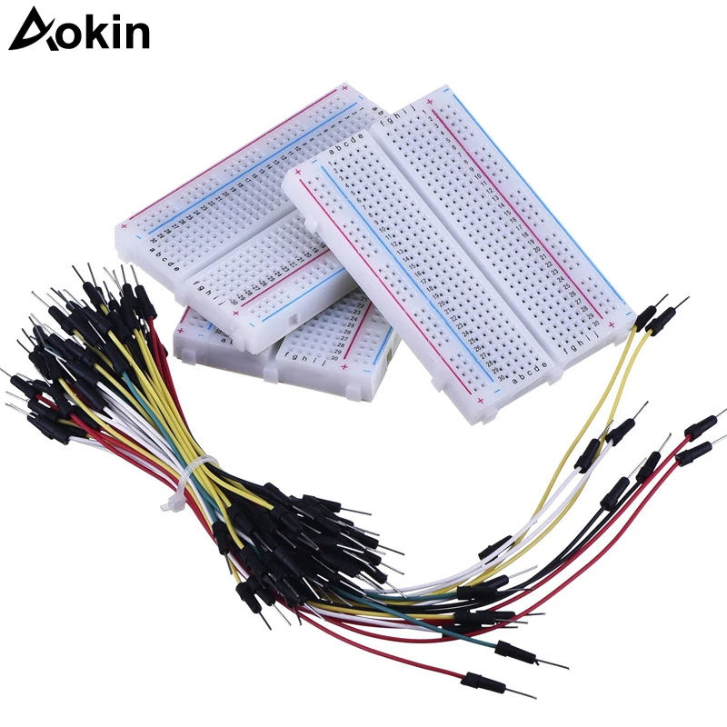

3 Pieces 400 Point holes Solderless Circuit Breadboard with 65 Pieces M/M Flexible Breadboard Jumper Wires