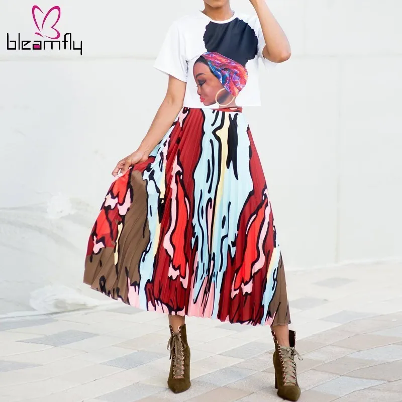 Woman Elegant Sets Two Pieces Casual Print Pleated Skirt Suit Character Print Short-sleeved Shirt+ Pleated Skirt Outfits 2019
Woman Elegant Sets Two Pieces Casual Print Pleated Skirt Suit Character Print Short-sleeved Shirt+ Pleated Skirt Outfits 2019