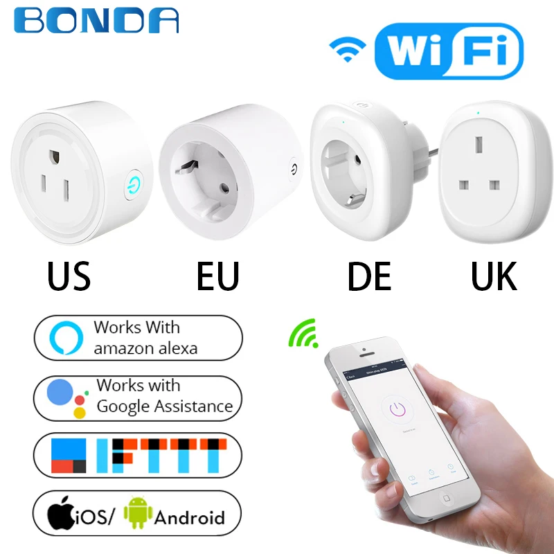 

UK US EU WiFi Smart Socket Power Plug Outlet Remote Control Energy Monitor Works with Amazon Alexa Google Home No Hub Required