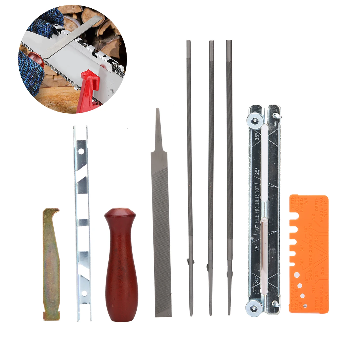 10Pcs/Set Chainsaw Chain Sharpening Kit Tool Set Guide Bar File Sharpener Tools Durable For sharpen your chainsaw
10Pcs/Set Chainsaw Chain Sharpening Kit Tool Set Guide Bar File Sharpener Tools Durable For sharpen your chainsaw
