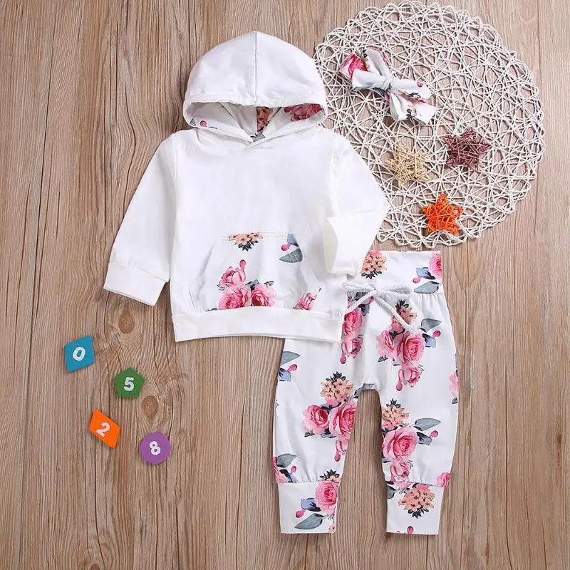 3pcs Floral Print Pattern Hoodies Pants Headband Set Girls Outfits Casual Cute Baby Girls Clothes Set
3pcs Floral Print Pattern Hoodies Pants Headband Set Girls Outfits Casual Cute Baby Girls Clothes Set