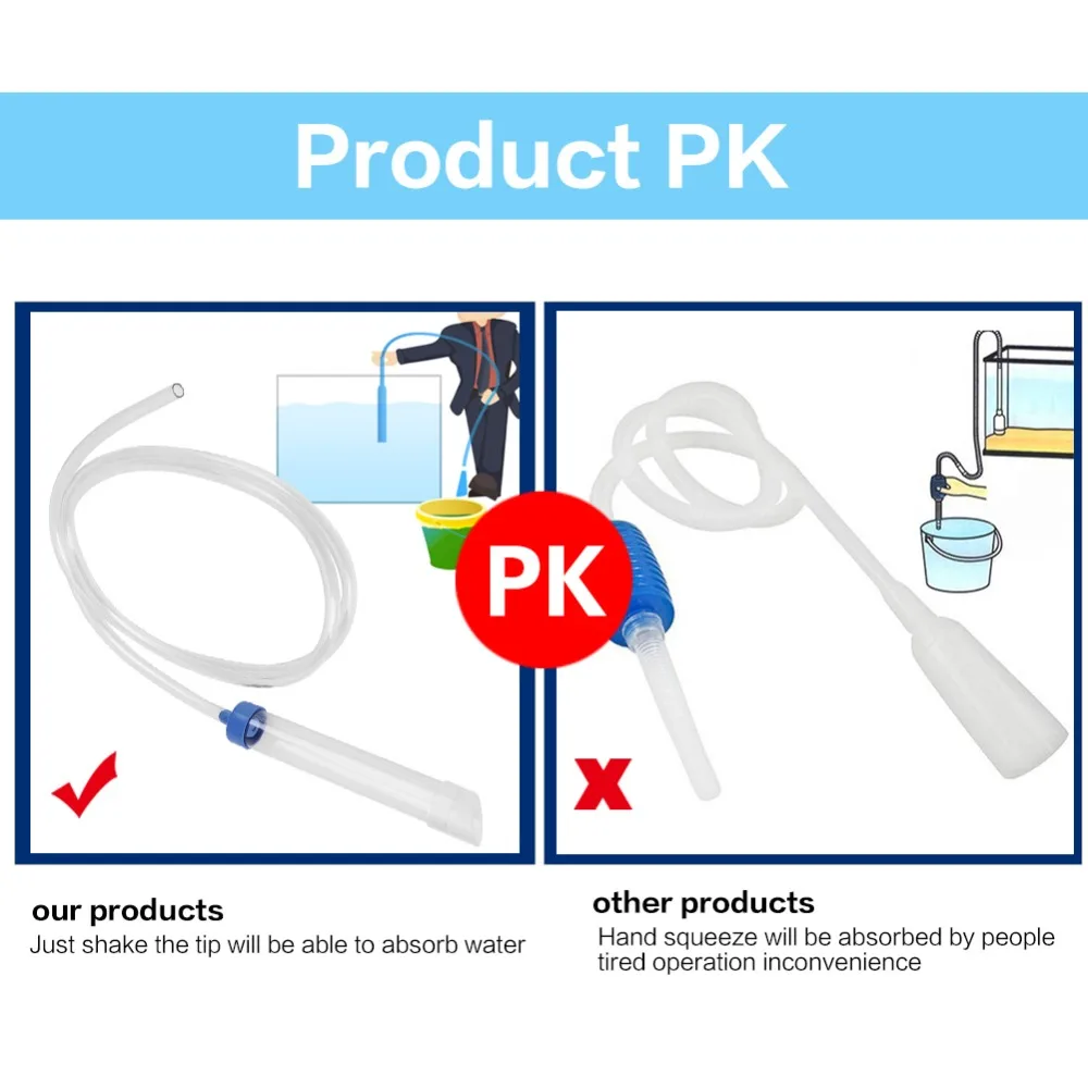 Сифон для аквариума 1 8 м вакуумный фильтр воды сифон насос очистки безопасный